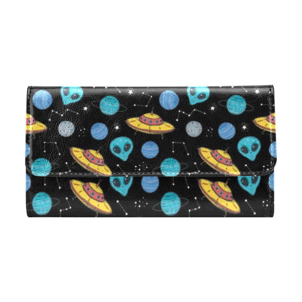 UFO Alien Print Design LKS306 Women's Trifold Wallet