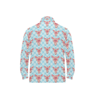Pig Print Design LKS402 Long Sleeve Polo Shirt For Men's