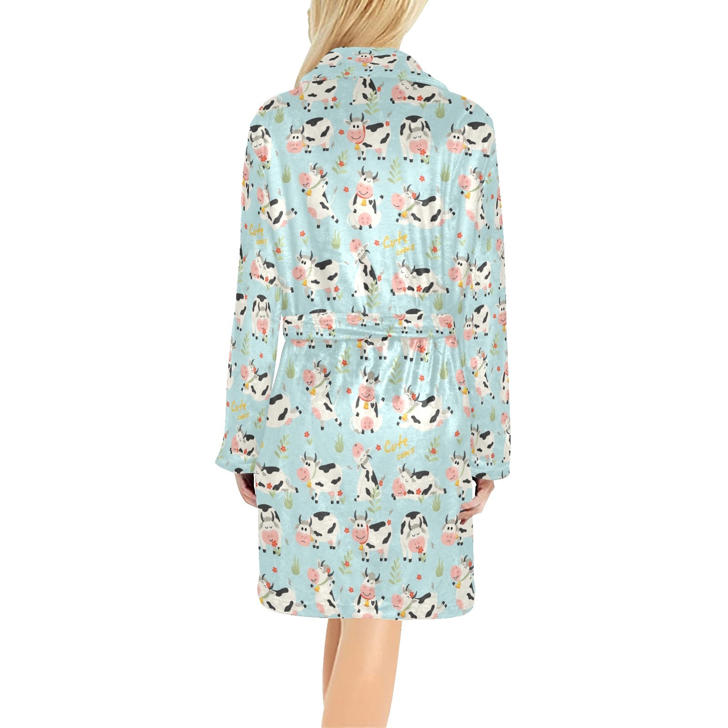 Cattle Print Design LKS403 Women's Fleece Robe