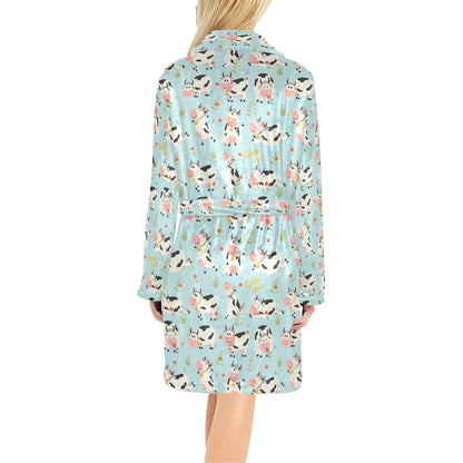 Cattle Print Design LKS403 Women's Fleece Robe
