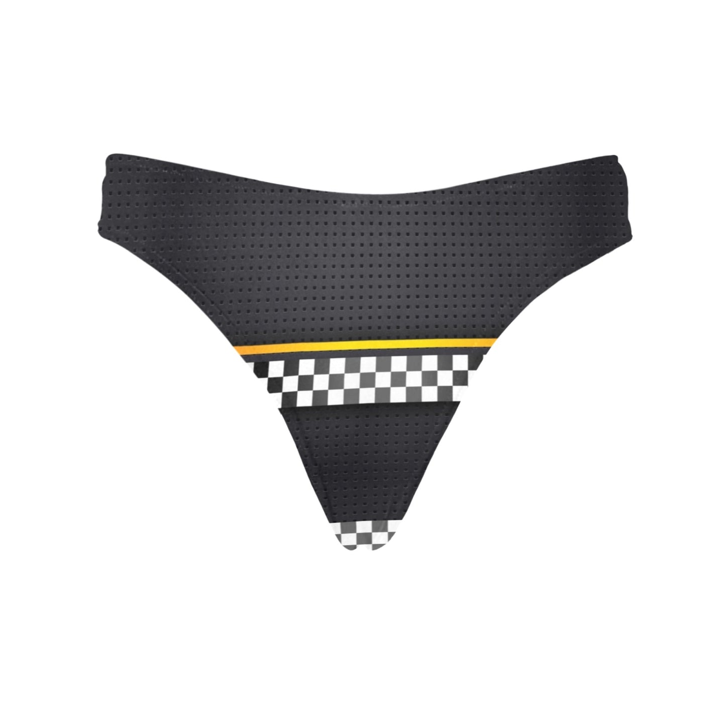 Checkered Flag Yellow Line Style Women's Thongs