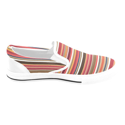 Serape Print Design LKS301 White Slip Ons Canvas Women's Shoes