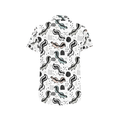 Skunk Print Design LKS303 Men Short Sleeve Button Up Shirt