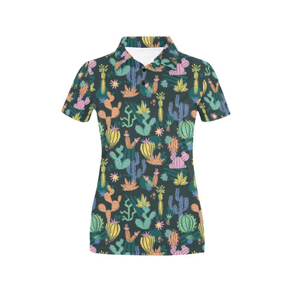 Cactus Pattern Print Design 05 Women's Polo Shirt