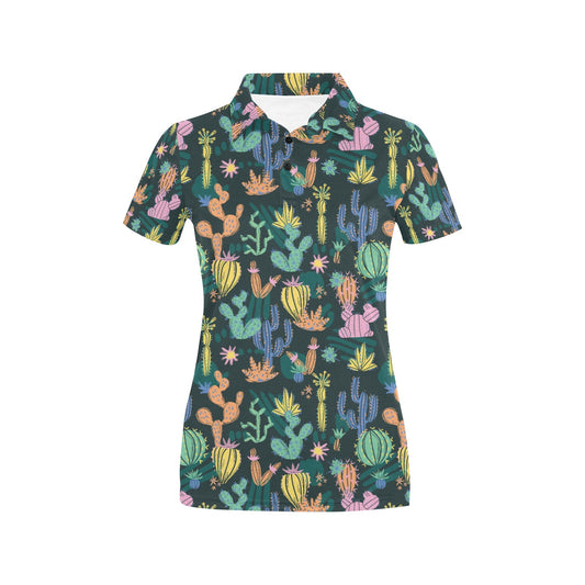Cactus Pattern Print Design 05 Women's Polo Shirt