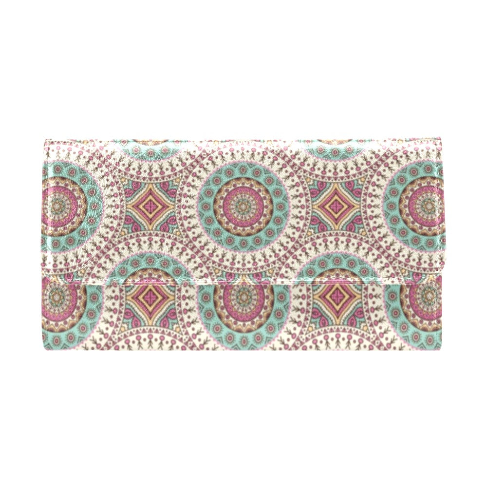 Bohemian Round Style Print Women's Trifold Wallet