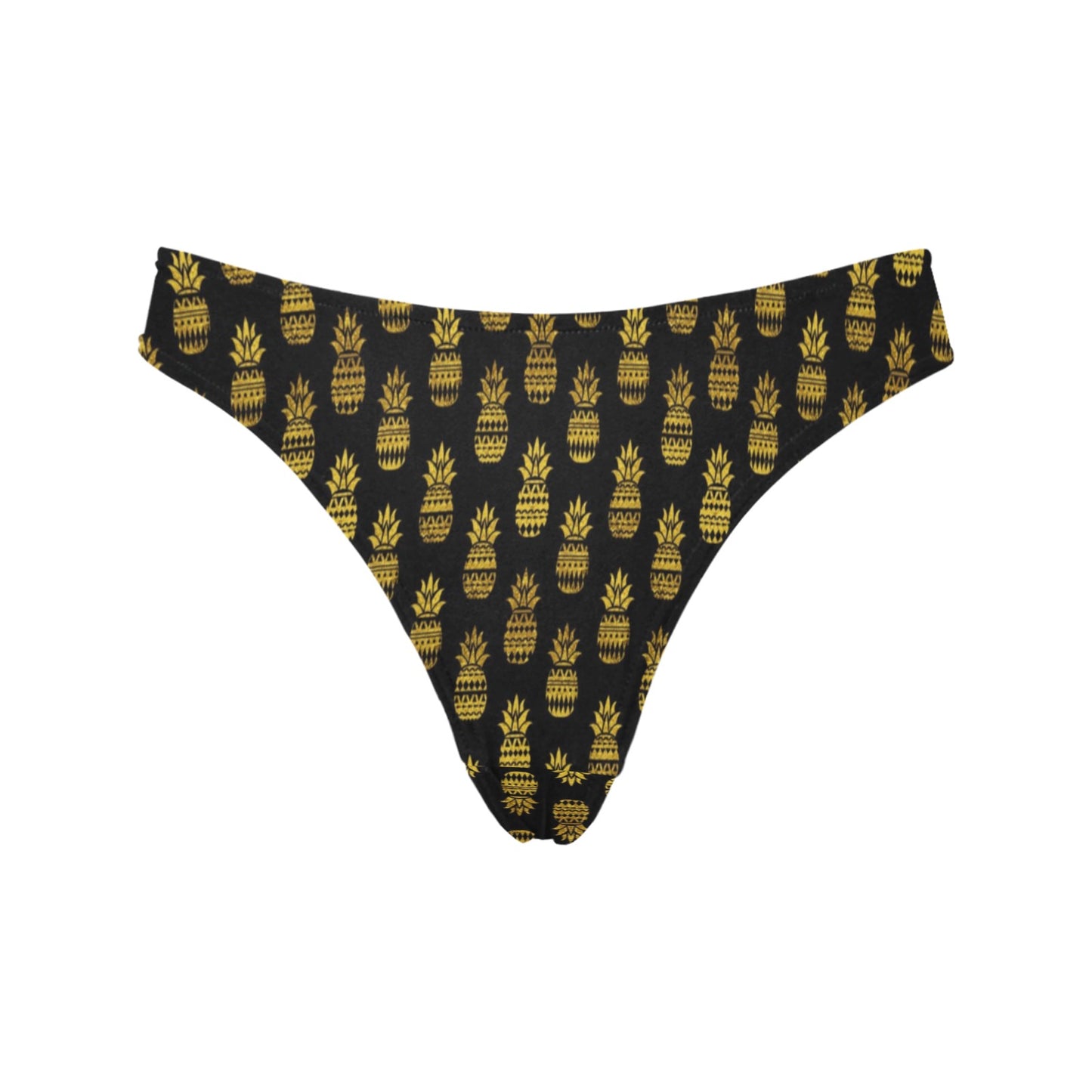Pineapple Gold Tribal Style Print Women's Thongs