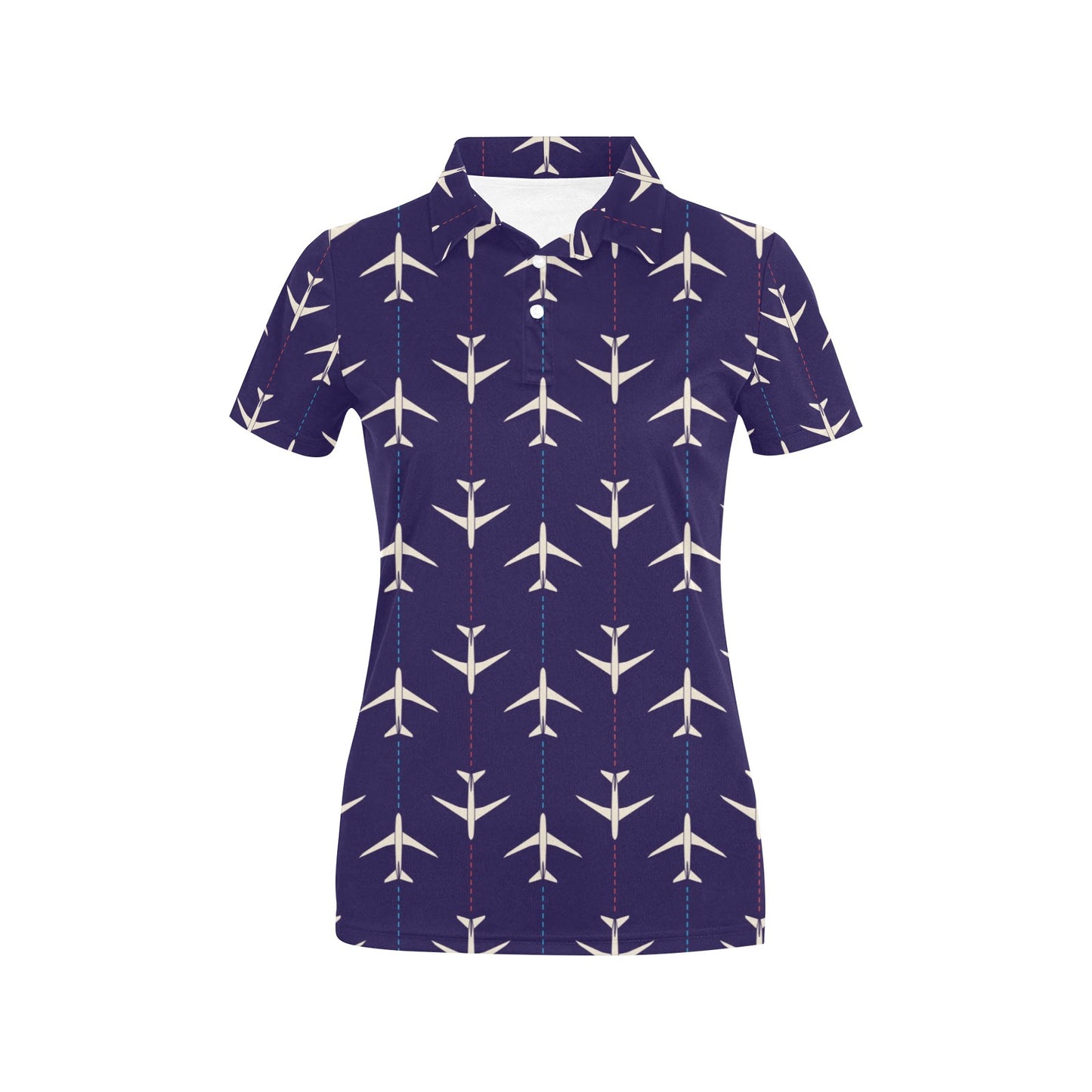 Airplane Pattern Print Design 03 Women's Polo Shirt