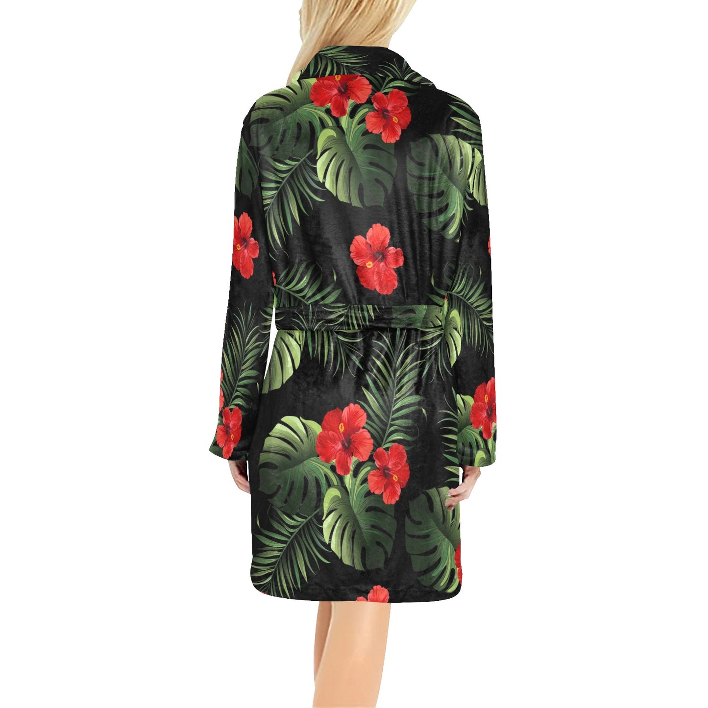 Red Hibiscus Tropical Women's Fleece Robe