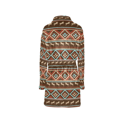 Western Horse Pattern Print LKS301 Women's Fleece Robe