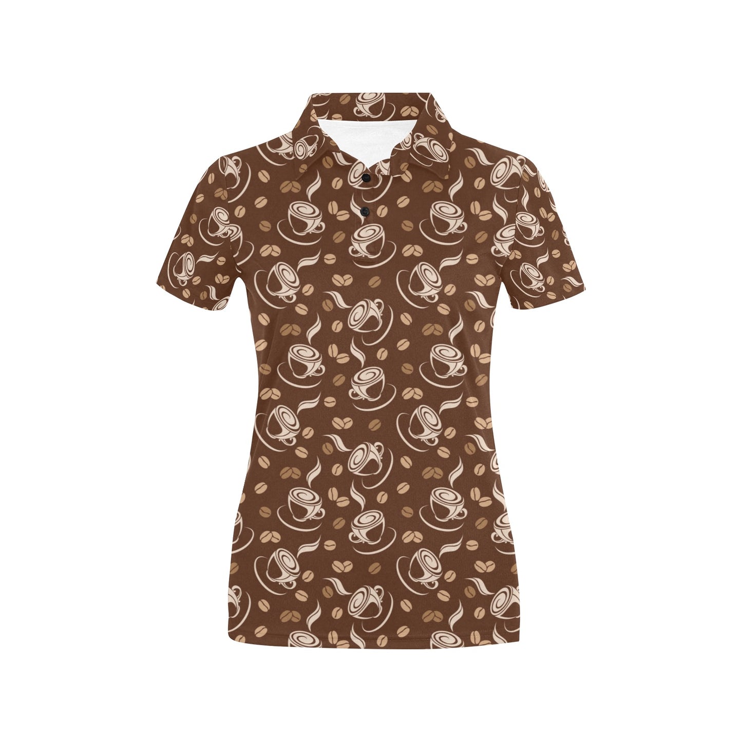 Coffee Pattern Print Design 03 Women's Polo Shirt