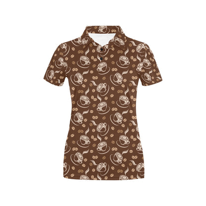 Coffee Pattern Print Design 03 Women's Polo Shirt