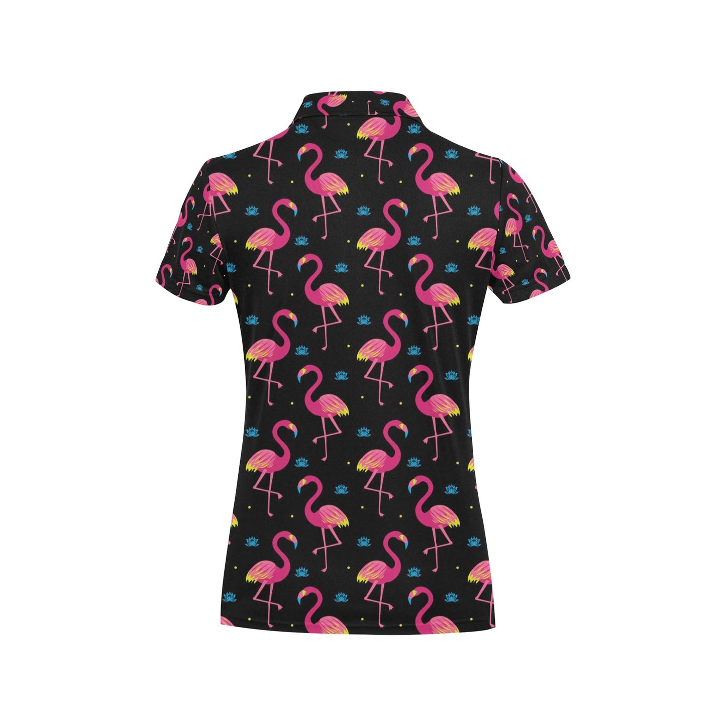 Flamingo Pink Neon Print Pattern Women's Polo Shirt