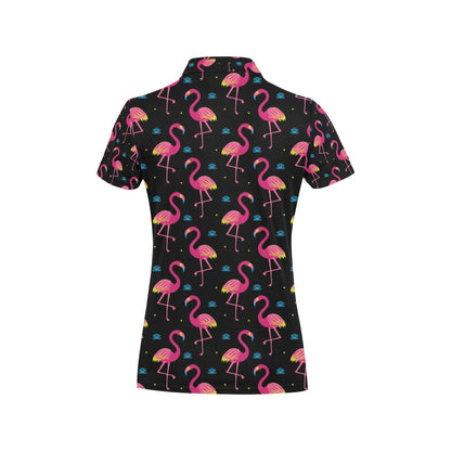 Flamingo Pink Neon Print Pattern Women's Polo Shirt