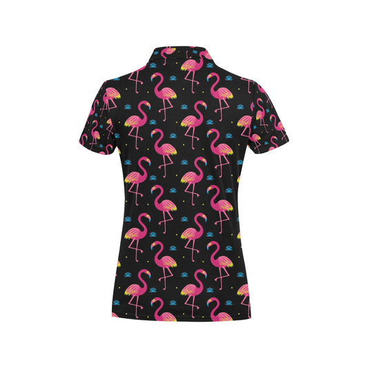 Flamingo Pink Neon Print Pattern Women's Polo Shirt