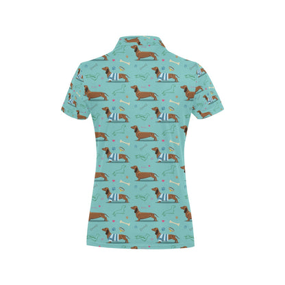 Dachshund Paw Decorative Print Pattern Women's Polo Shirt