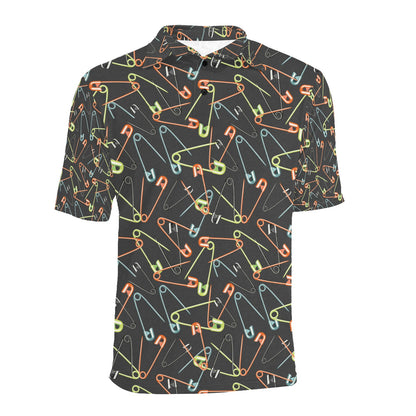 Safety Pin Print Design LKS301 Men Polo Shirt