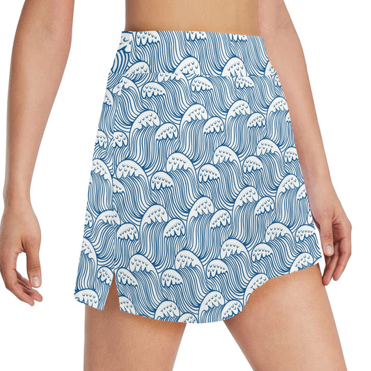 Wave Print Design LKS306 17" Golf & Pickleball Skort with Pockets