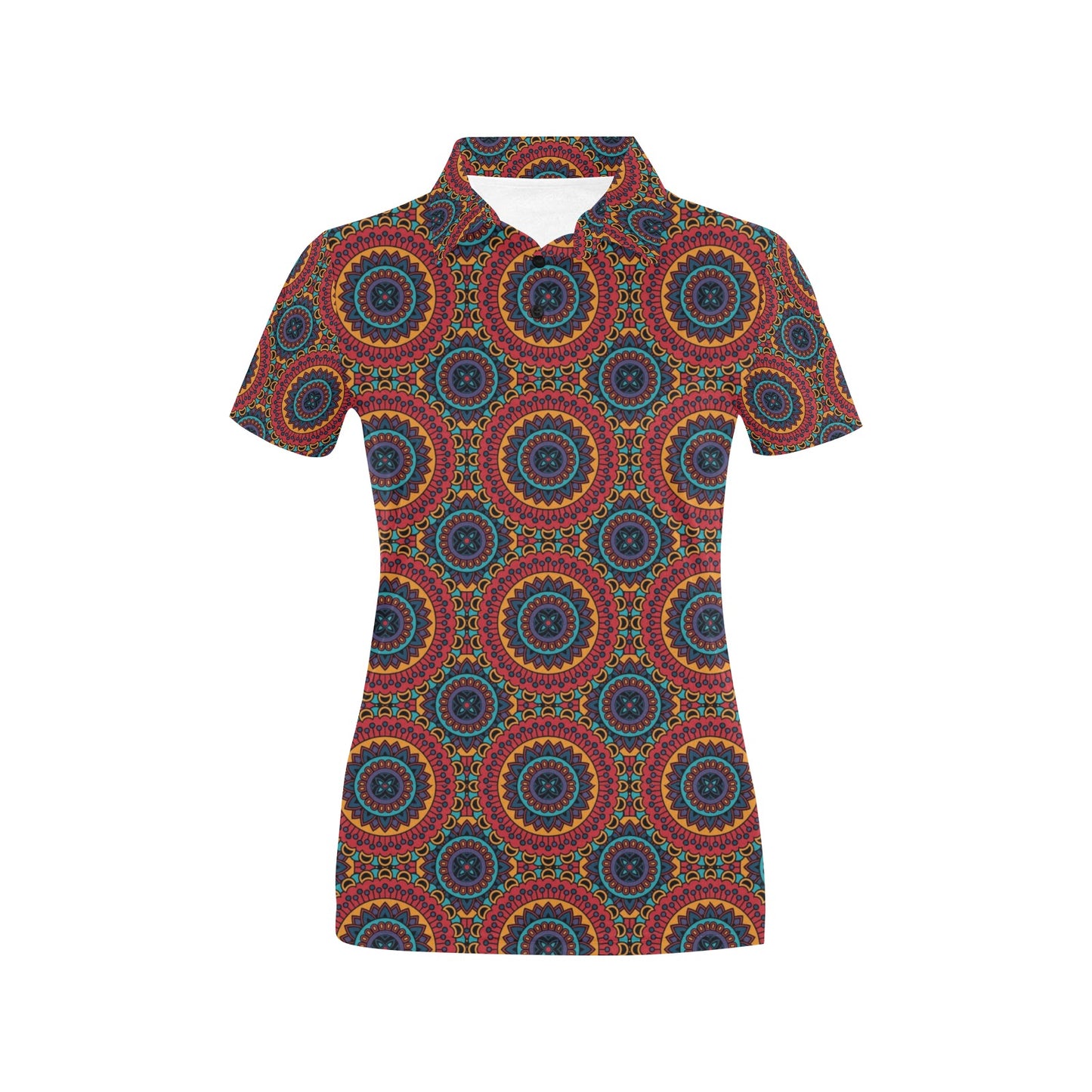 Bohemian Mandala Style Print Women's Polo Shirt