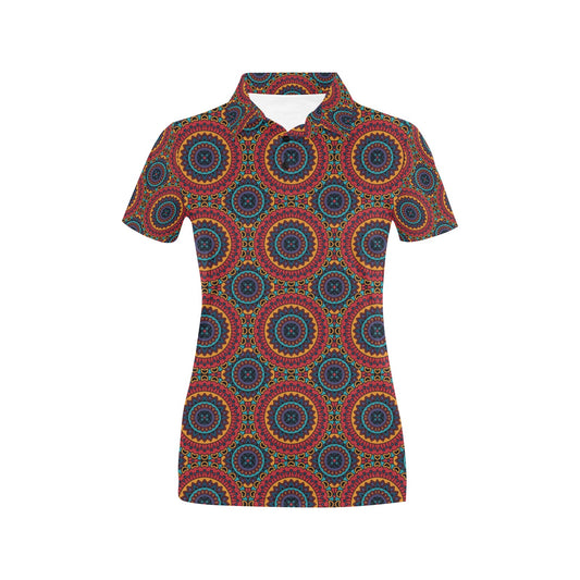 Bohemian Mandala Style Print Women's Polo Shirt