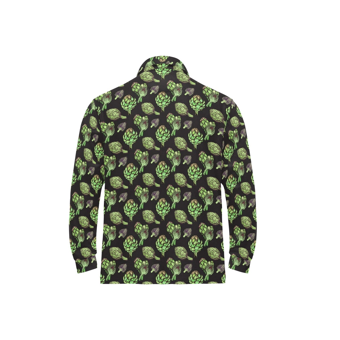 Artichoke Pattern Print Design 02 Long Sleeve Polo Shirt For Men's