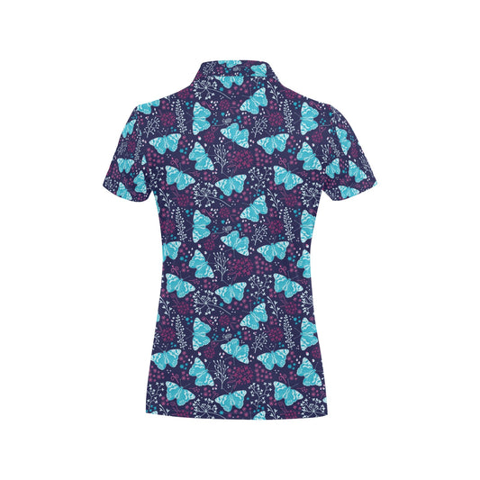 Butterfly Pattern Print Design 011 Women's Polo Shirt