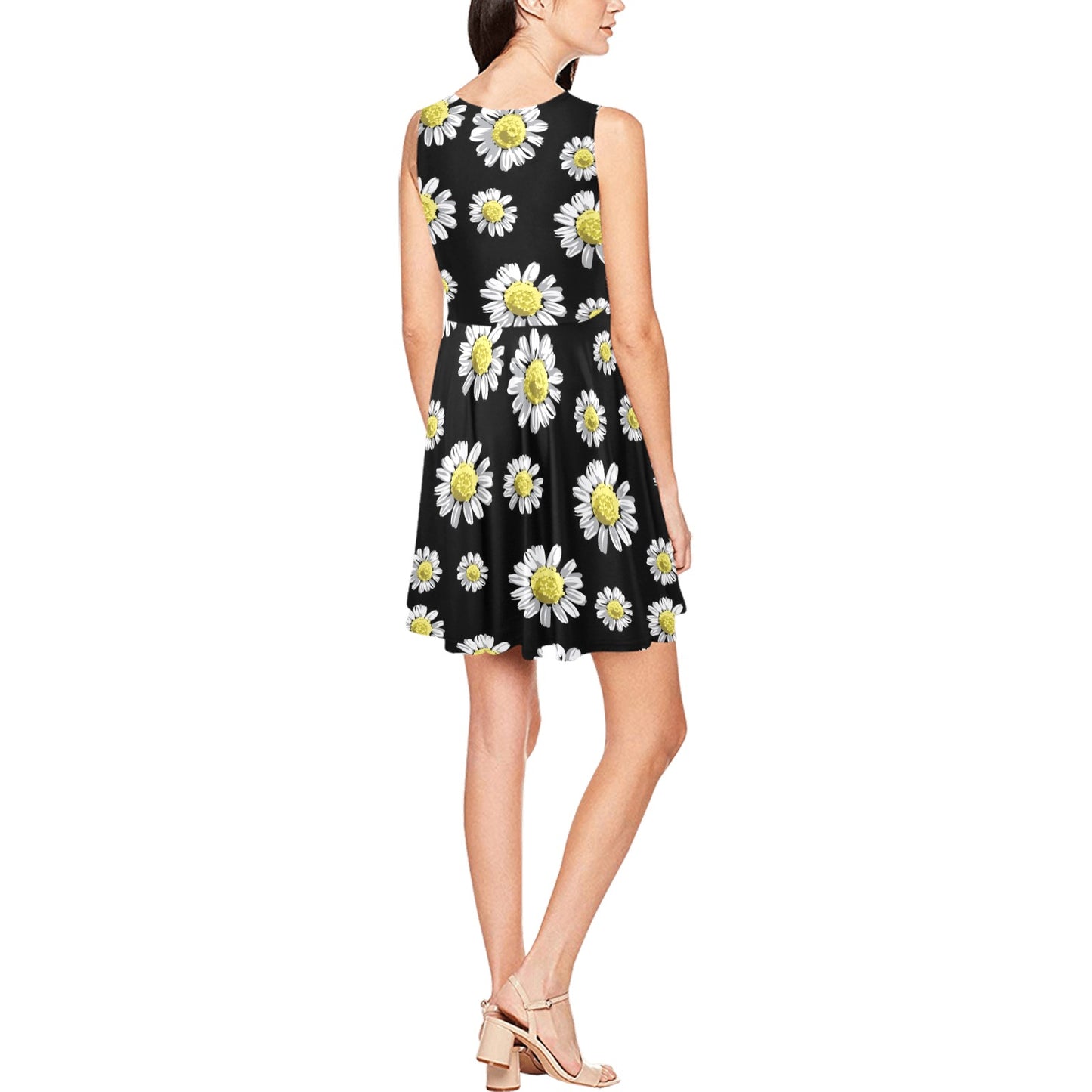 Daisy Pattern Print Design DS01 Sleeveless Dress