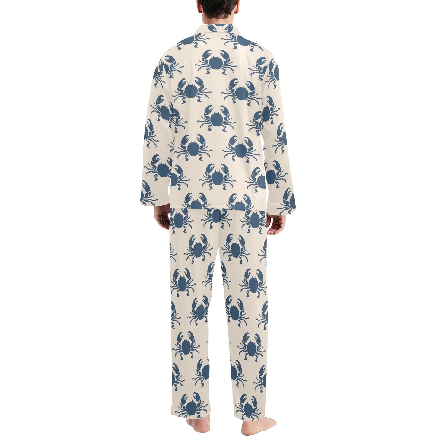 Crab Pattern Print Design 02 Men's Long Pajama Set