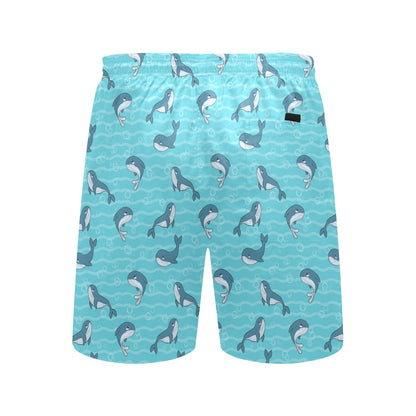 Whale Print Design LKS303 Men's Swim Trunks Beach Shorts