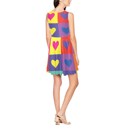Pop Art Heart Pattern Print Design A01 Sleeveless Dress