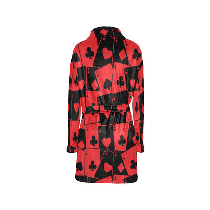 Poker Cards Pattern Print Design A01 Women's Fleece Robe