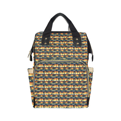Palm Tree Sunset Design Print Diaper Bag Backpack