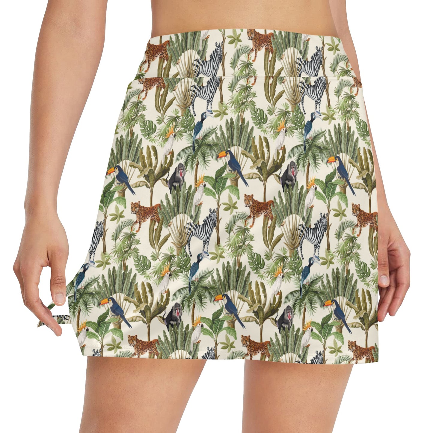 Safari Animal Print Design LKS304 Women's Golf Skirt with Pocket