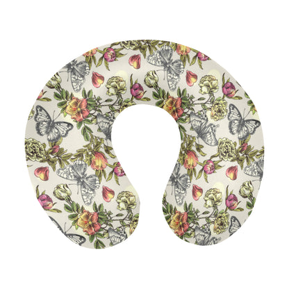 Butterfly Flower Pattern Print Design 06 U-Shaped Travel Neck Pillow
