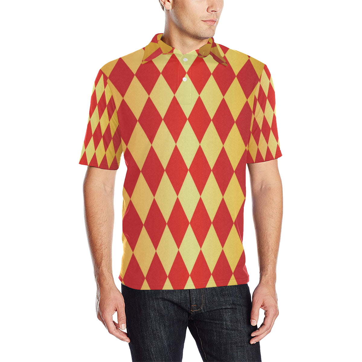 Harlequin Pattern Print Design 03 Men Polo Shirt
