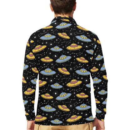 UFO Print Design LKS307 Long Sleeve Polo Shirt For Men's