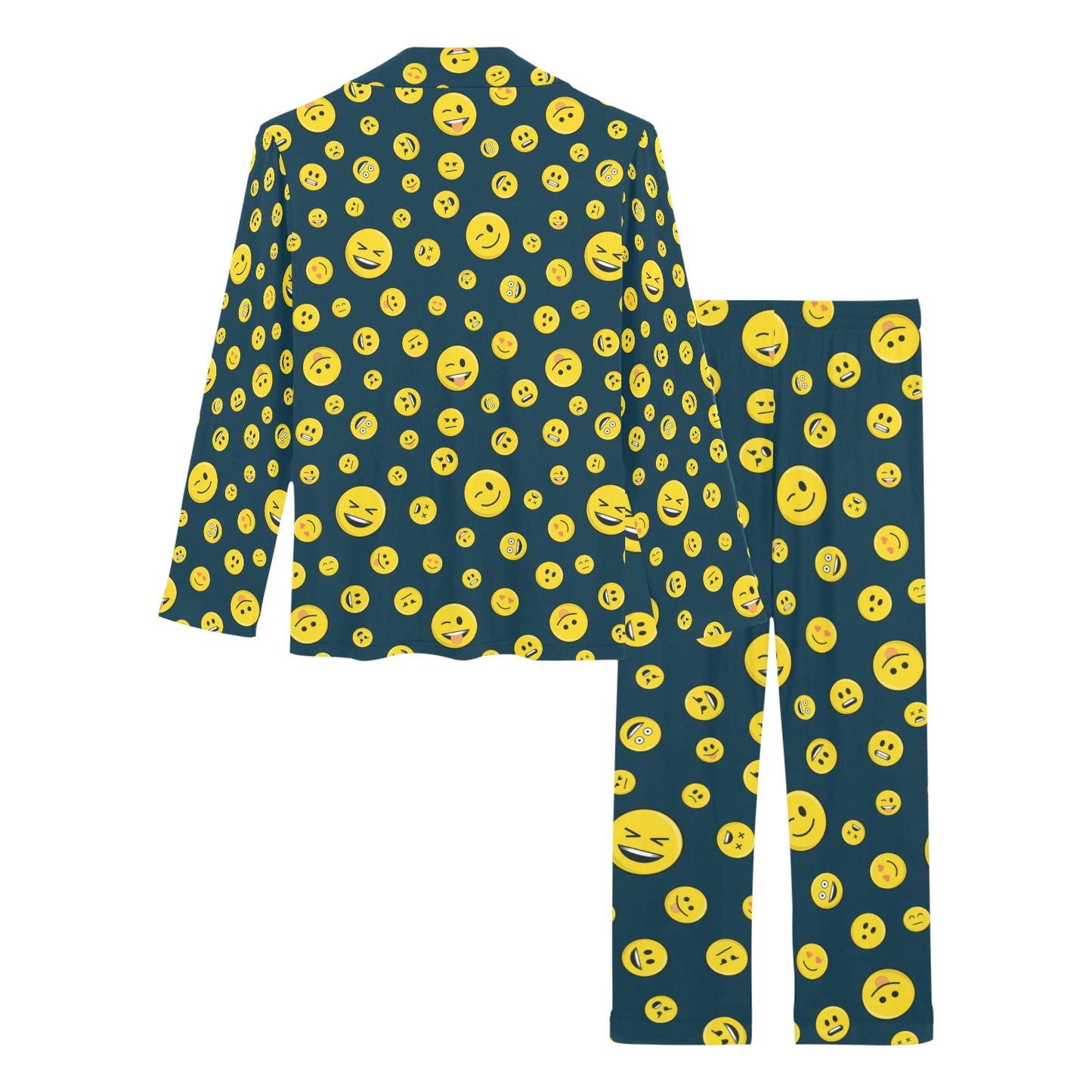 Smiley Face Emoji Print Design LKS301 Women's Long Pajama Set