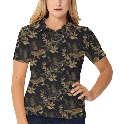 Parakeet Pattern Print Design A05 Women's Polo Shirt