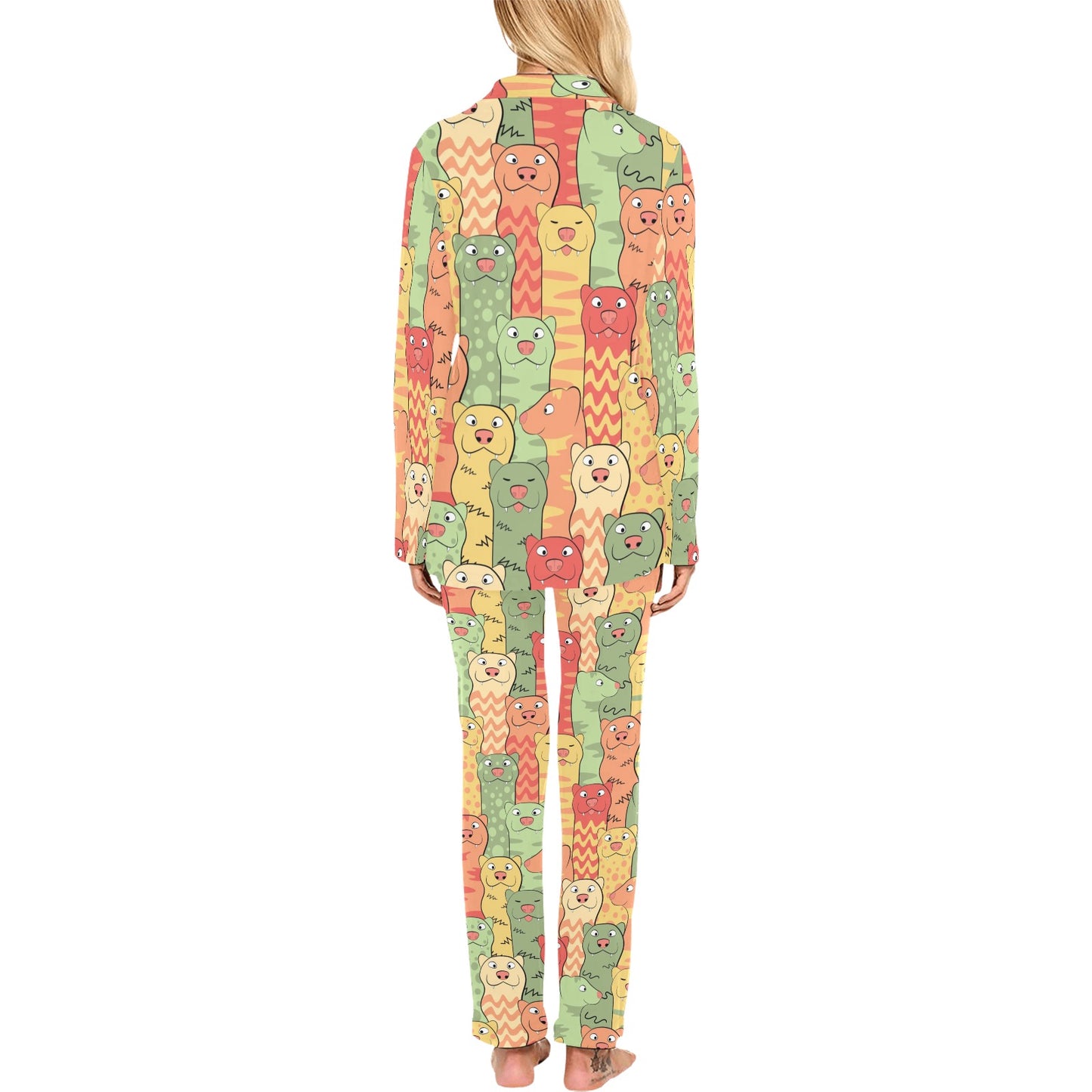 Ferret Pattern Print Design 01 Women's Long Pajama Set