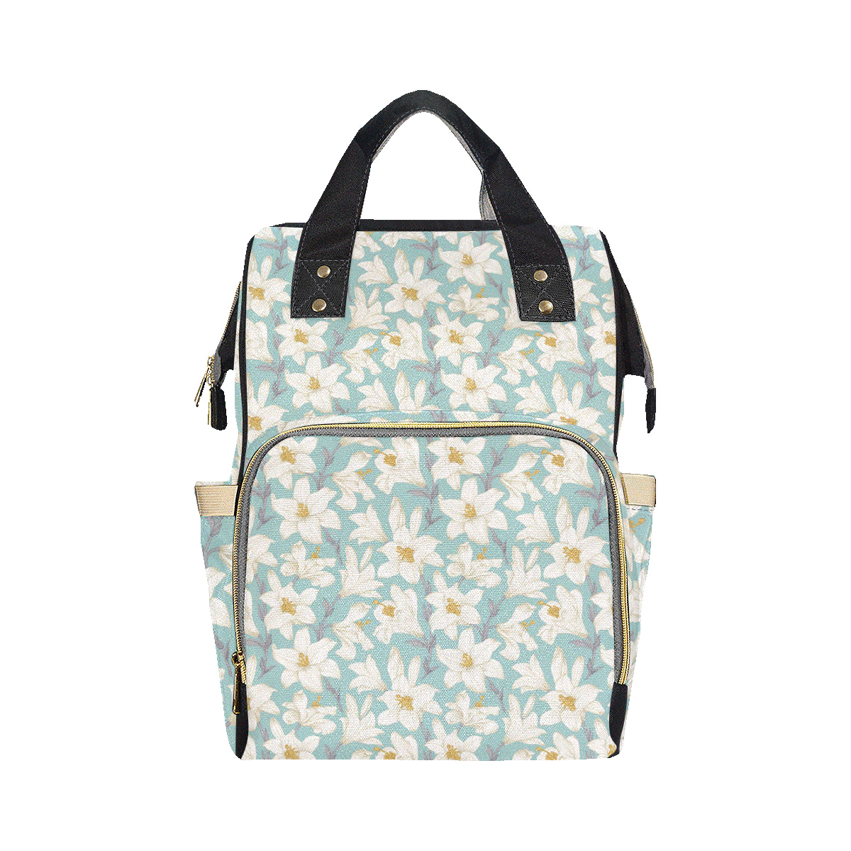 Lily Pattern Print Design 02 Diaper Bag Backpack