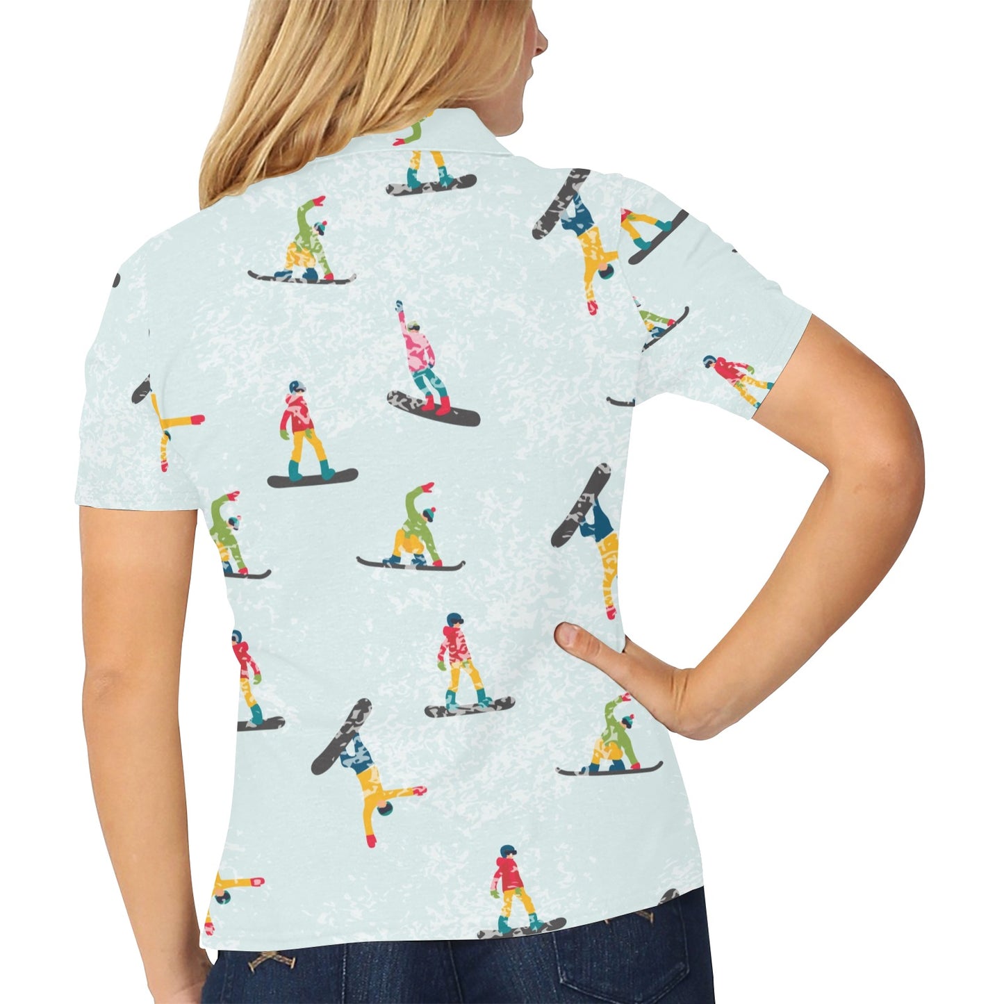 Snowboard Print Design LKS304 Women's Polo Shirt