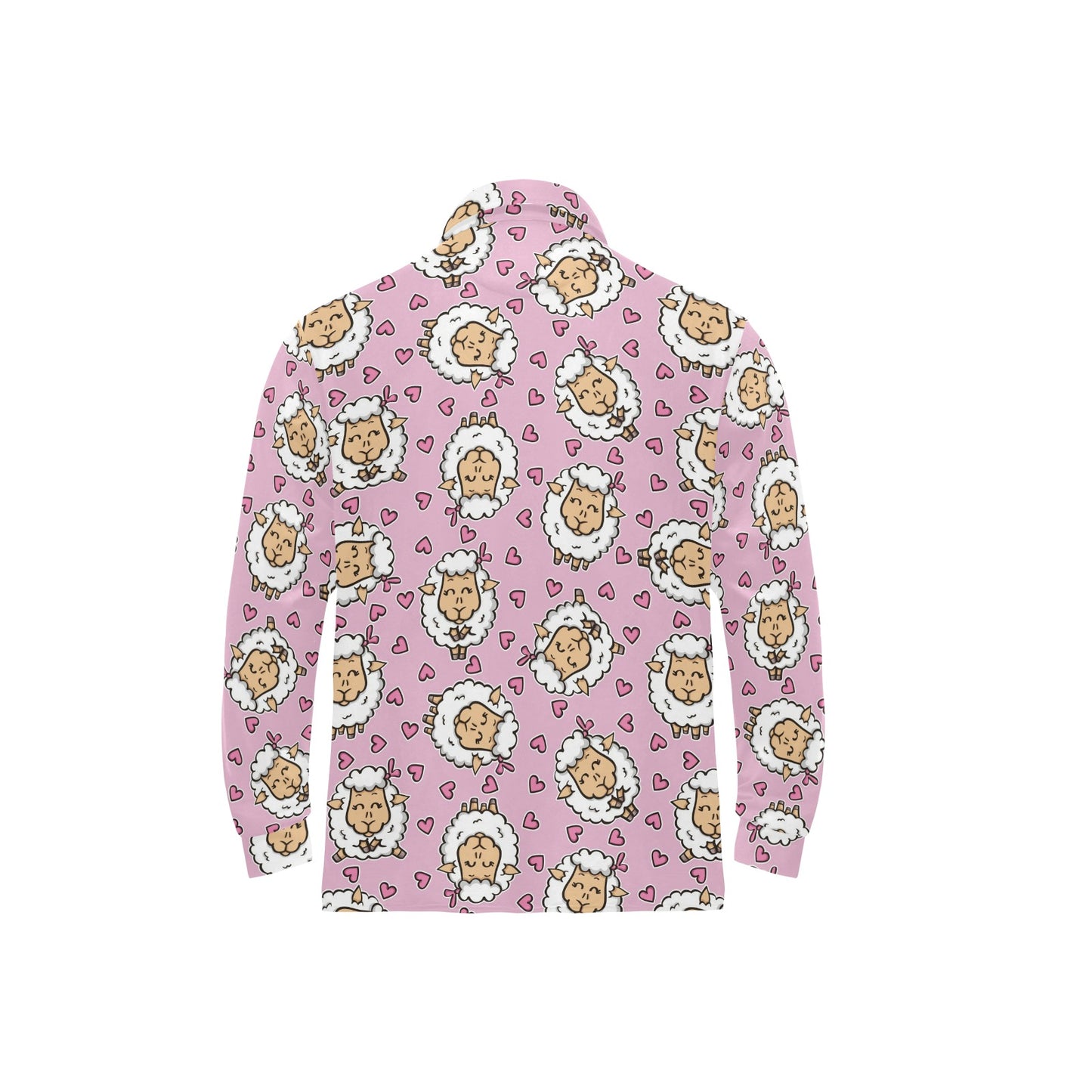 Sheep Cute Pattern Print Design 01 Long Sleeve Polo Shirt For Men's
