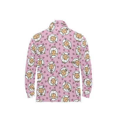 Sheep Cute Pattern Print Design 01 Long Sleeve Polo Shirt For Men's