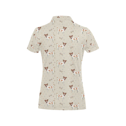 Russell Terriers With Bone Print Design LKS302 Women's Polo Shirt