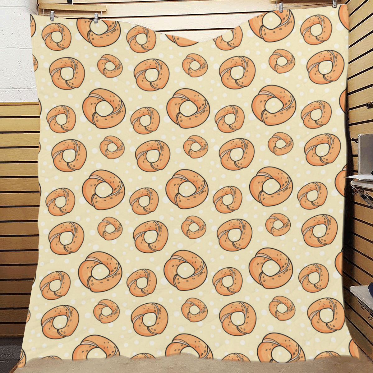 Bagel Pattern Print Design 03 Premium Quilt