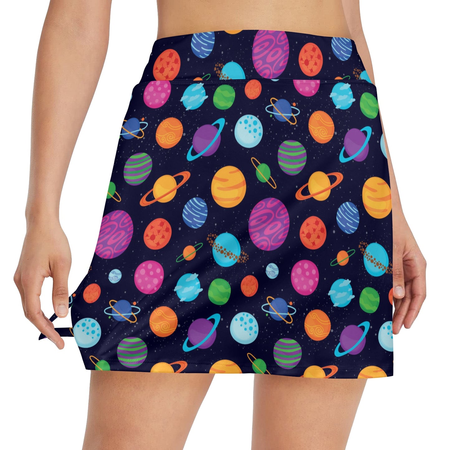 Planet Multicolor Print Design LKS302 17" Golf & Pickleball Skort with Pockets