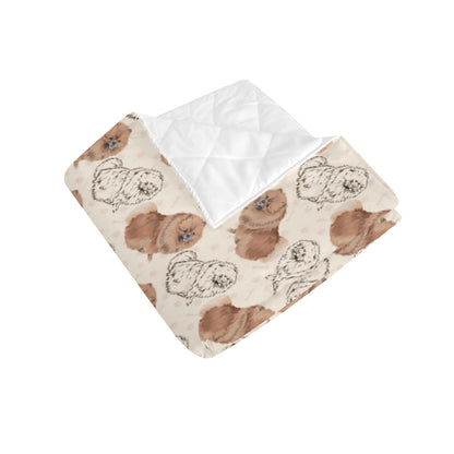 Pomeranians Pattern Print Design A01 Premium Quilt