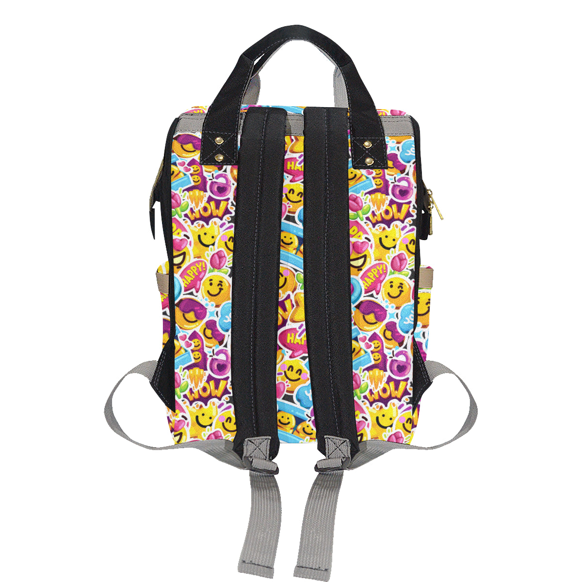 Emoji Sticker Print Pattern Diaper Bag Backpack