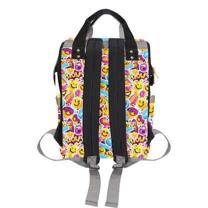Emoji Sticker Print Pattern Diaper Bag Backpack