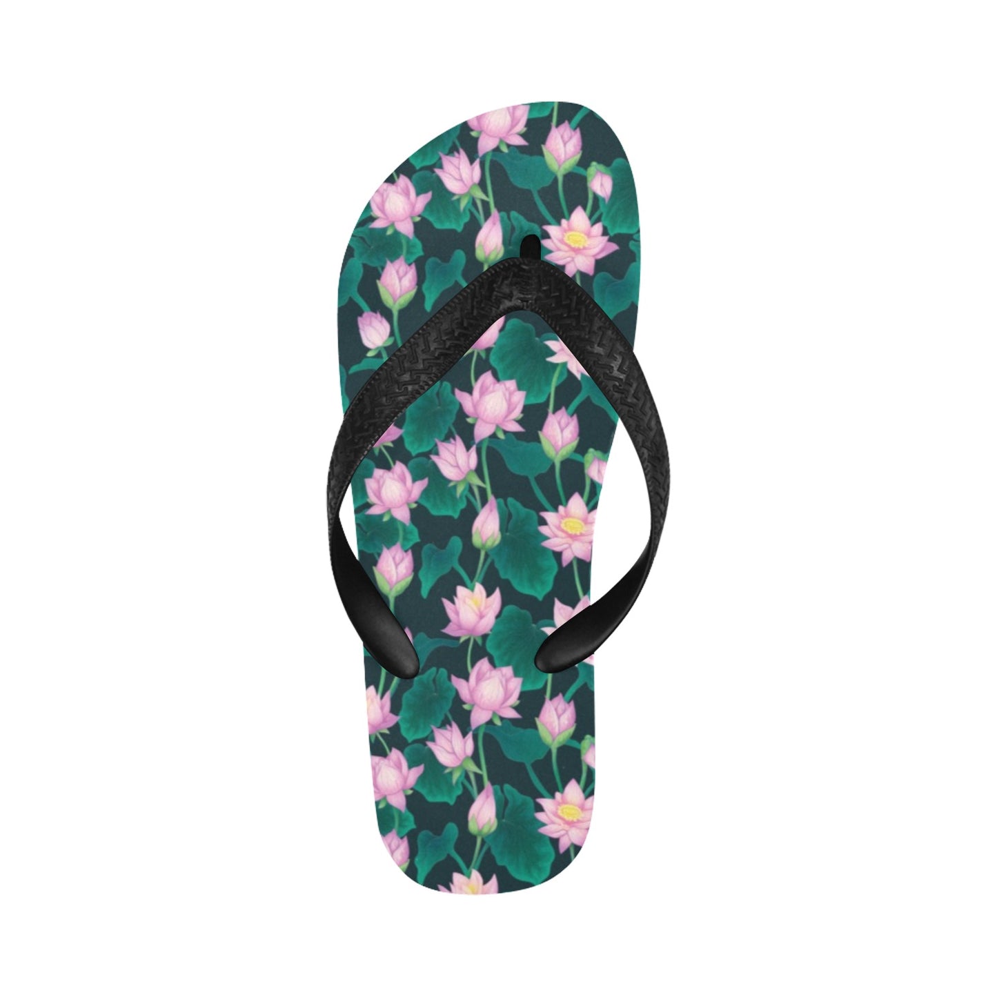 Water Lily Print Design LKS302 Flip Flops